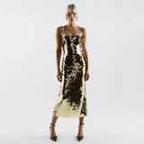 Golden Glow Sequin Midi Dress - Dresses - Mermaid Way