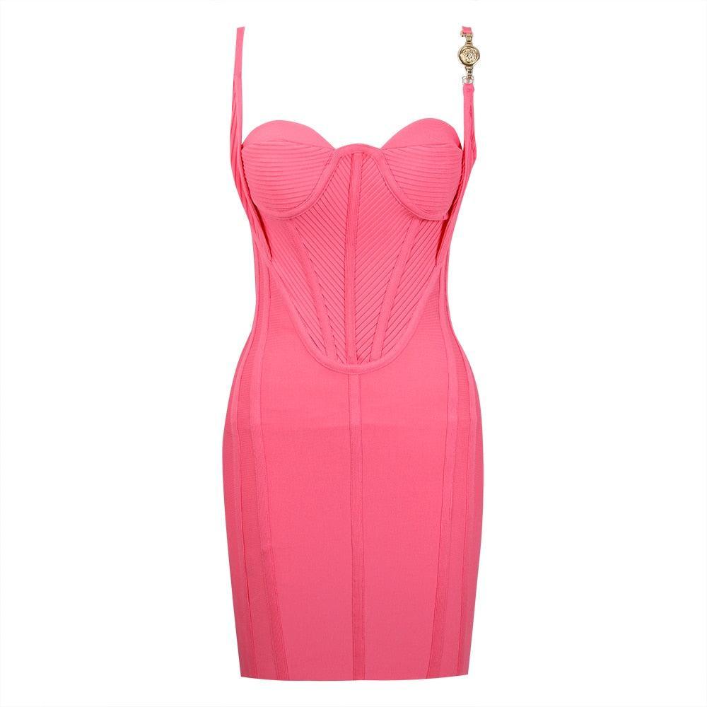 Mermaid Way Luminous Lotus Bodycon Corset Mini Dress - Pink / XS