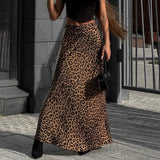 Clacive Fashion Loose Leopard Print Women'S Skirt 2024 Elegant High Waist Long Skirts Vintage Classic Skirt Female Clothing - Long Skirts - Mermaid Way