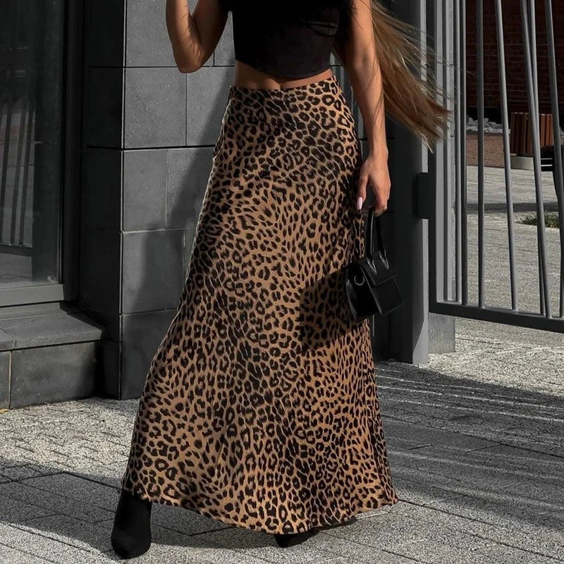 Feel Me Leopard High Waisted Maxi Skirt by Mermaid Way