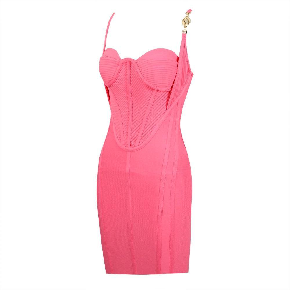 Mermaid Way Luminous Lotus Bodycon Corset Mini Dress - Pink / XS