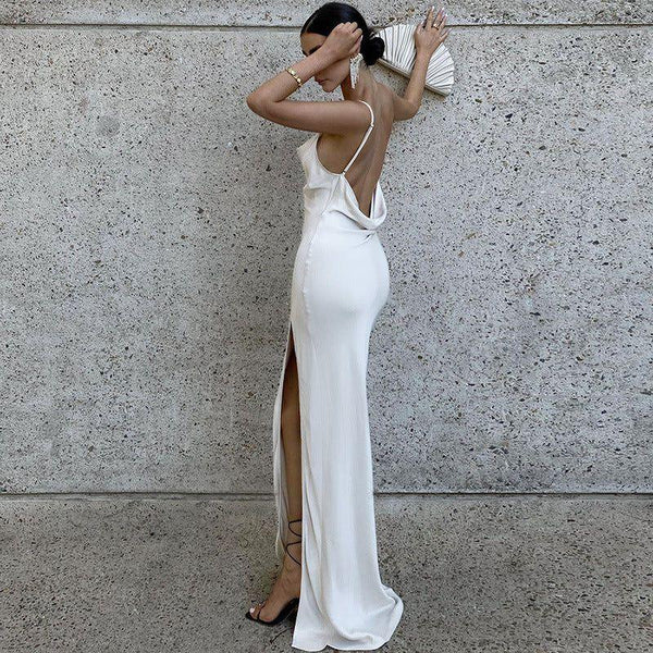 That's Vogue Satin Slit Maxi Dress - Dresses - Mermaid Way