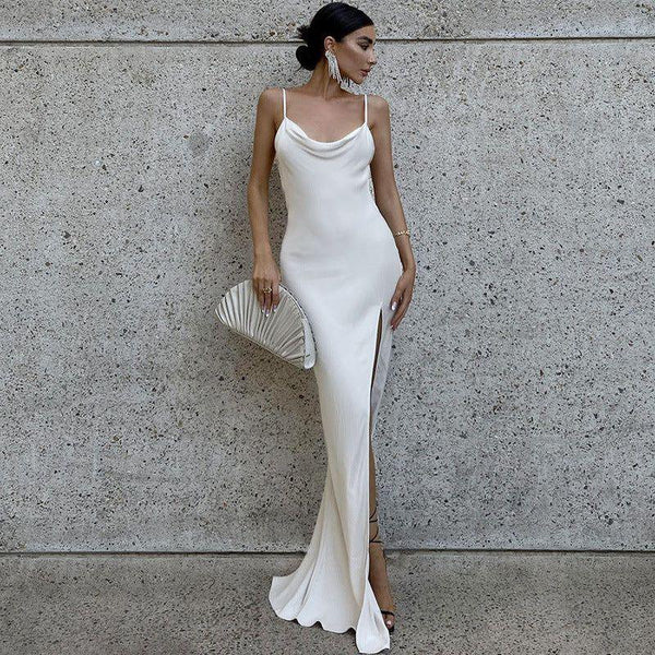 That's Vogue Satin Slit Maxi Dress - Dresses - Mermaid Way