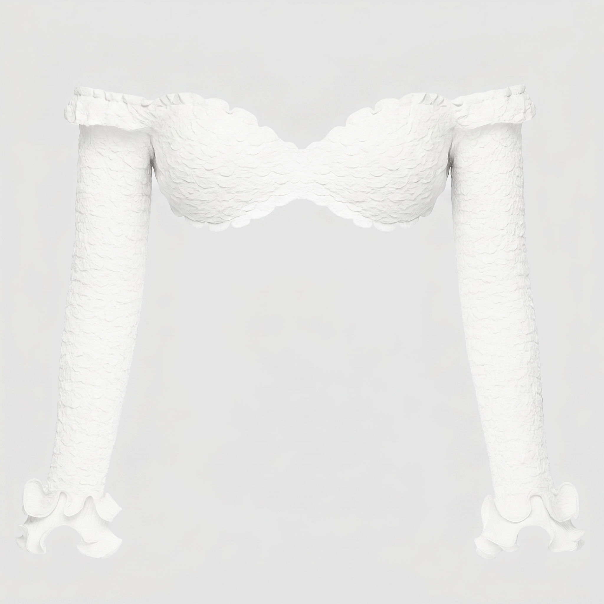 White strapless top on a light gray background