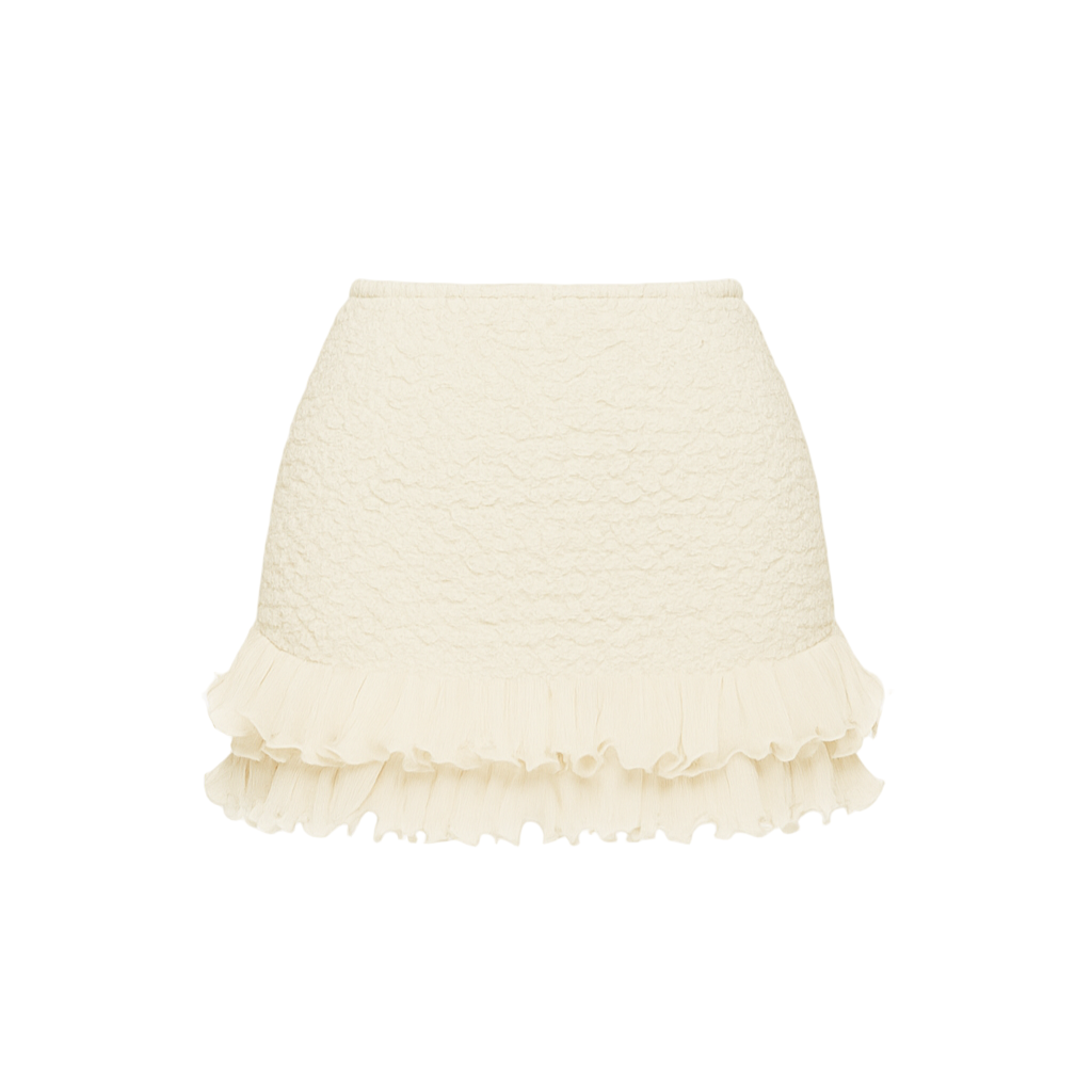 Soft Girl Ruffled Trim Two Piece Set - Ivory / S - Mermaid Way