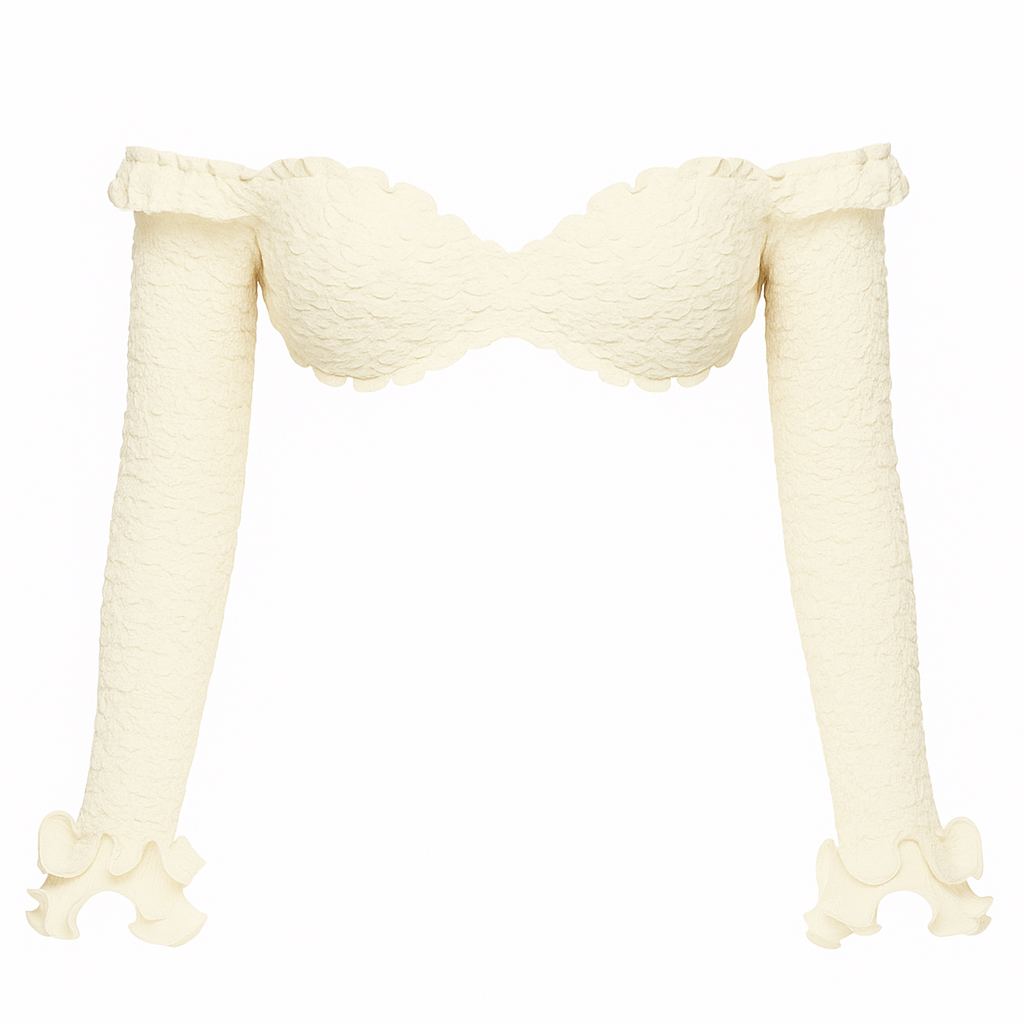 Soft Girl Ruffled Trim Two Piece Set - Ivory / S - Mermaid Way