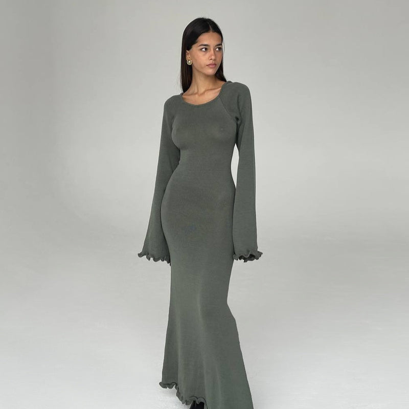 knit open back dress Vanilla Kiss Green Cloud-Knit Maxi Dress runs oversized COLOR:CRIMSON 2023 FALL SHOP Strapless Floral Babydoll Mini