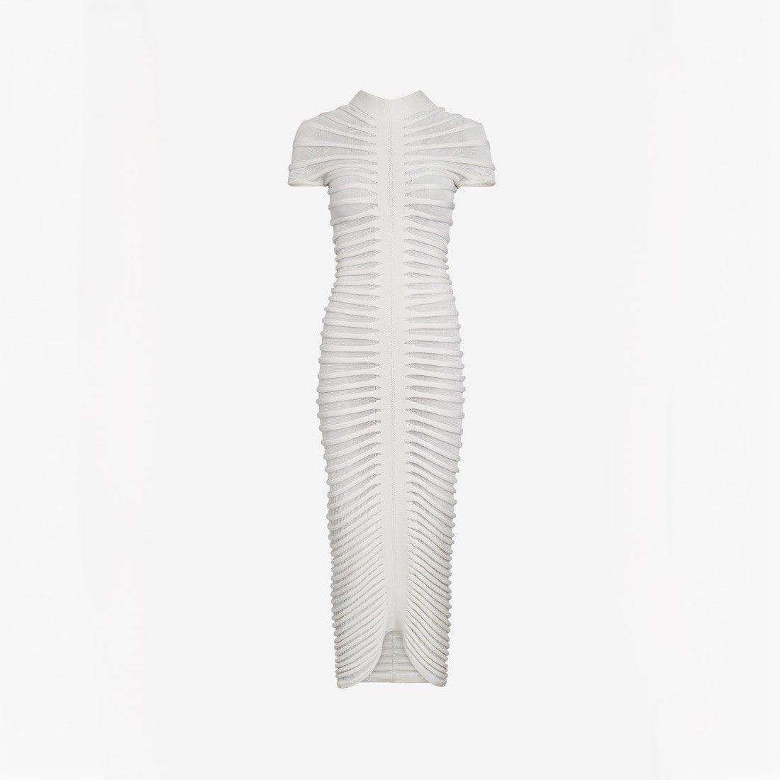 White pleated dress on a light gray background