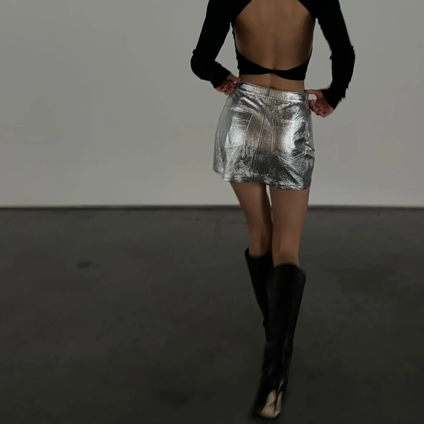 Silver Leather Mini Skirt - Bold Statement, Modern Edge