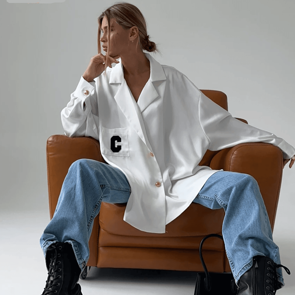 Mermaid Way A New Day Loose Satin Shirt - White / S