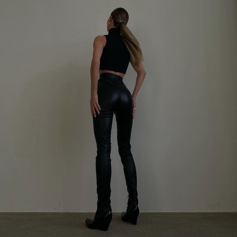 Moto Diva High Waist Leather Pants