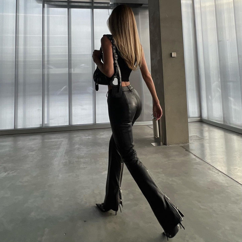 Pay Attention High Waist Leather Pants