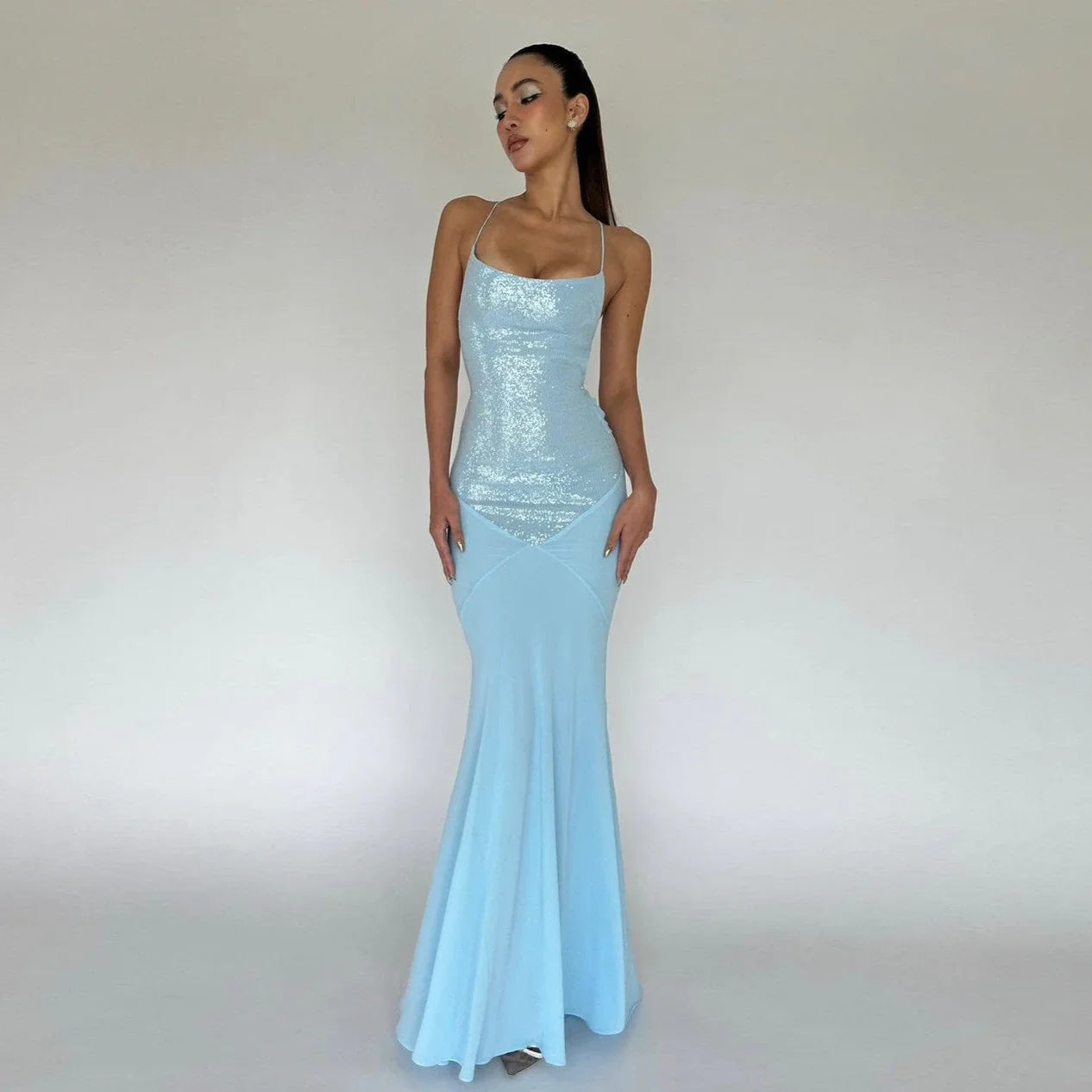 Amaia Sequin Backless Maxi Dress Mermaid Way