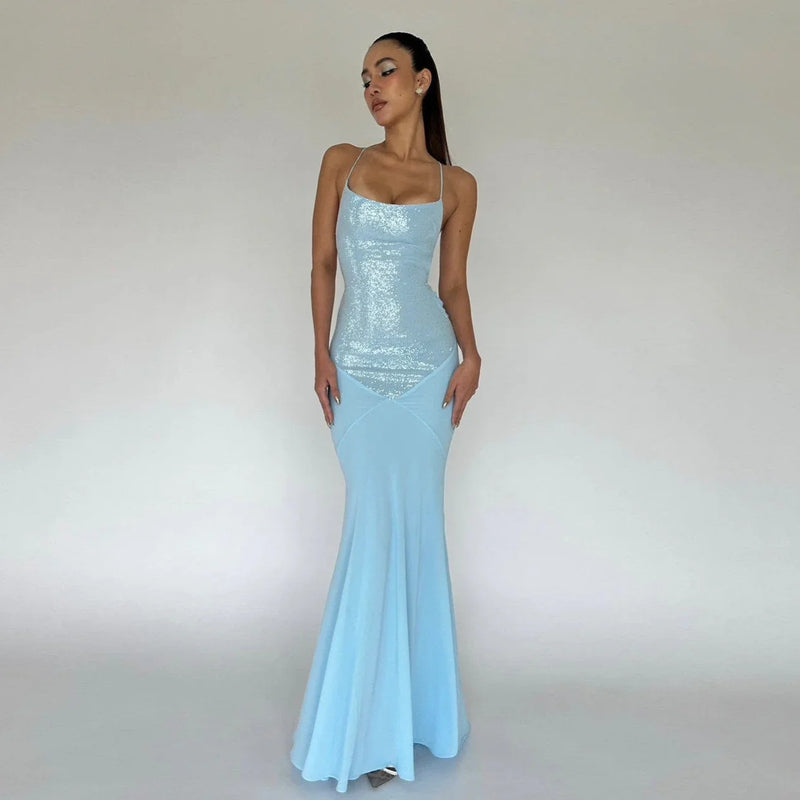 Amaia Sequin Backless Maxi Dress Amaia Sequin Backless Maxi Dress