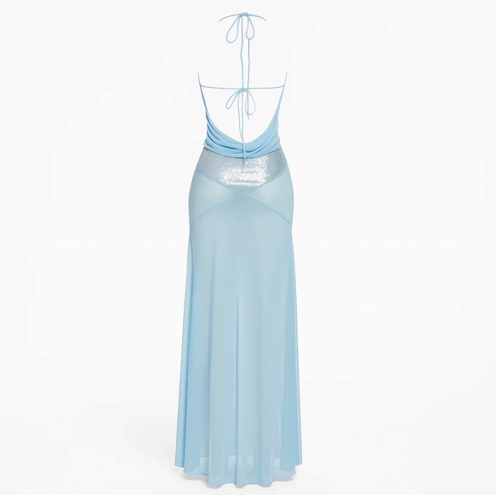 Amaia Sequin Backless Maxi Dress in Light Blue Amaia Sequin Backless Maxi Dress in Light Blue