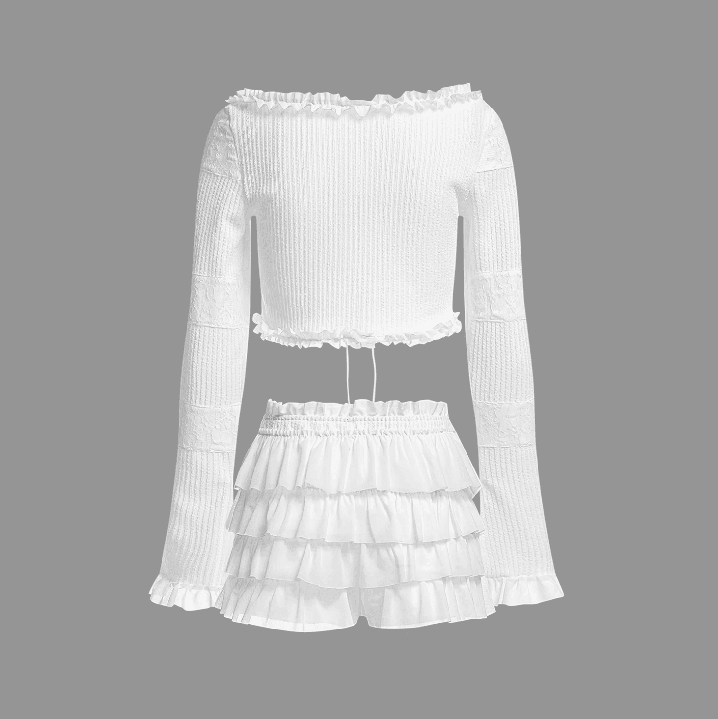 Angel Energy Ruffle Two-Piece Set: Light & Playful Co-ord Angel Energy Ruffle Two-Piece Set: Light & Playful Co-ord