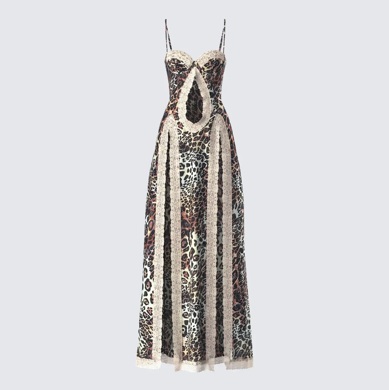 Angelis Leopard Print Maxi Dress in Chiffon Leopard / L Angelis Leopard Print Maxi Dress in Chiffon Leopard / L