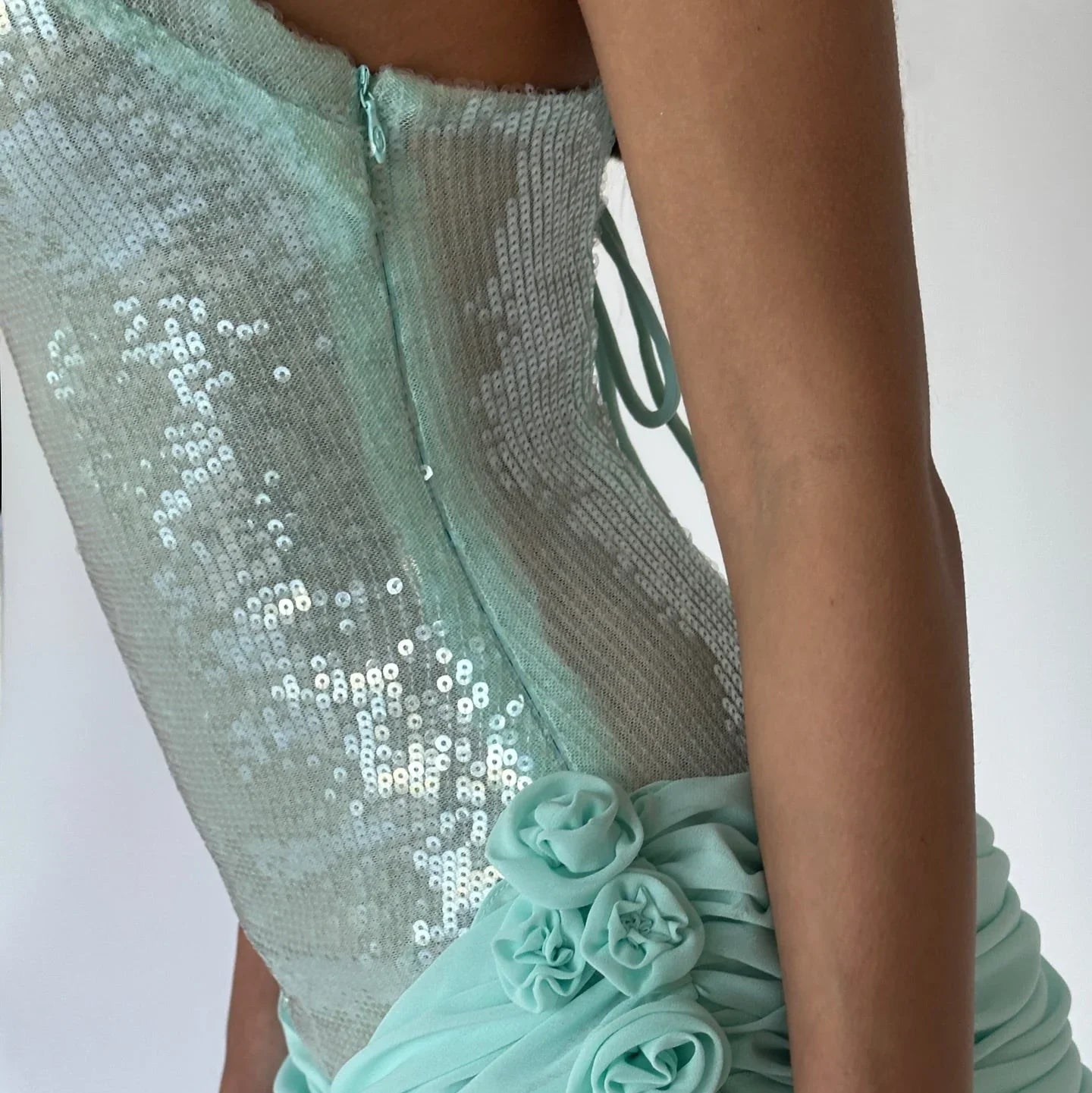 Ariella Sequin Corset Mini Dress in Light Green Mint / L Ariella Sequin Corset Mini Dress in Light Green Mint / L