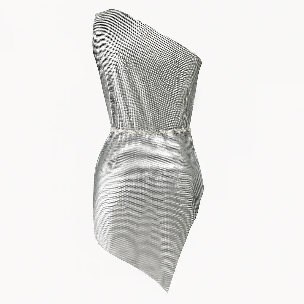 Athena Chainmail One-Shoulder Mini Dress Mermaid Way