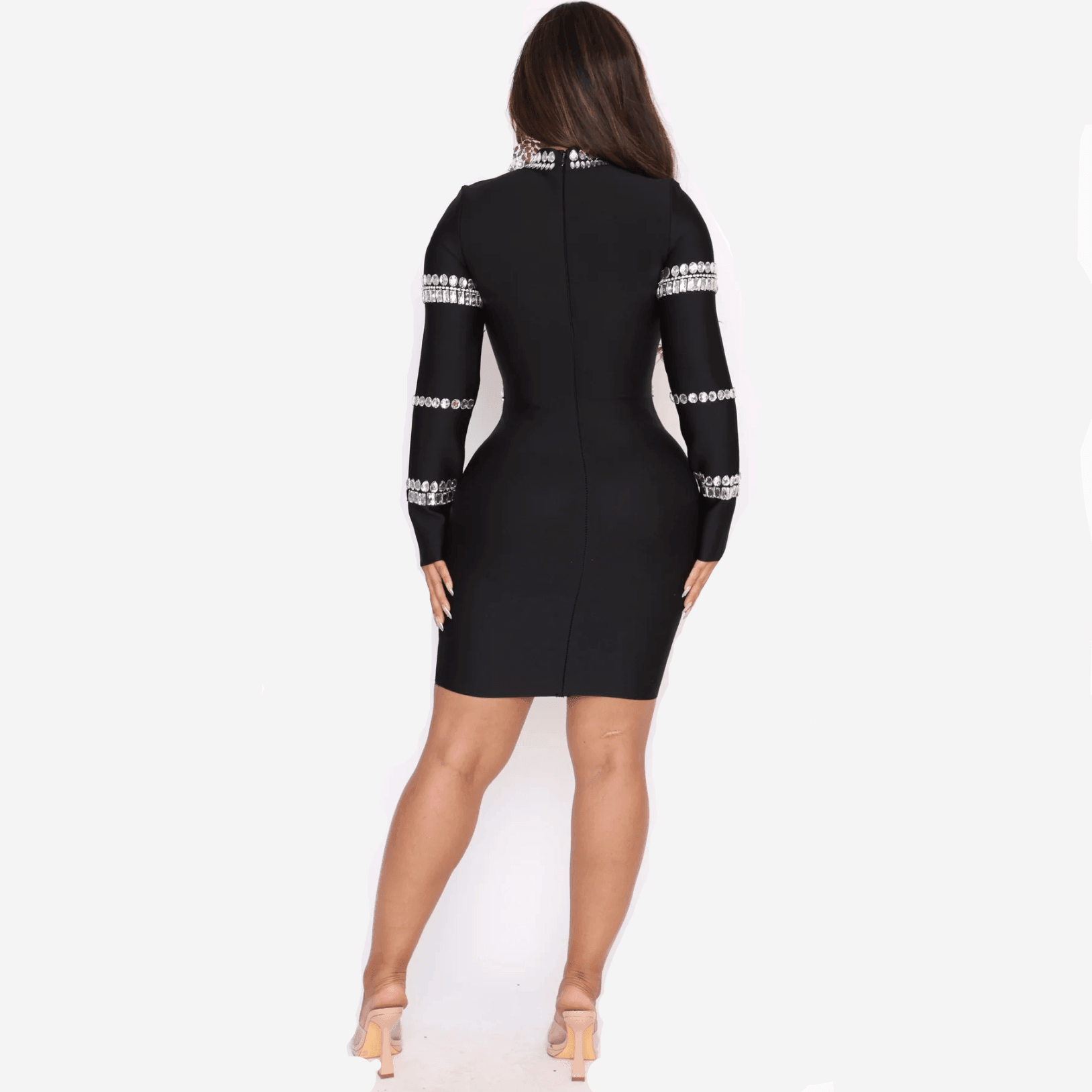 Be Different Long Sleeve Crystal Mini Dress - Black / XS - Mermaid Way