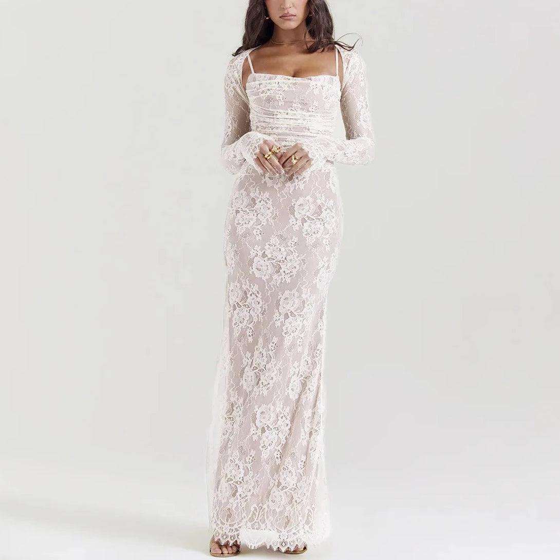 Between Two Worlds Vintage Lace Maxi Dress - Ivory / XS - Mermaid Way