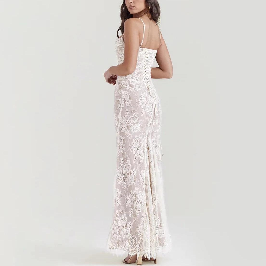 Between Two Worlds Vintage Lace Maxi Dress - Ivory / XS - Mermaid Way