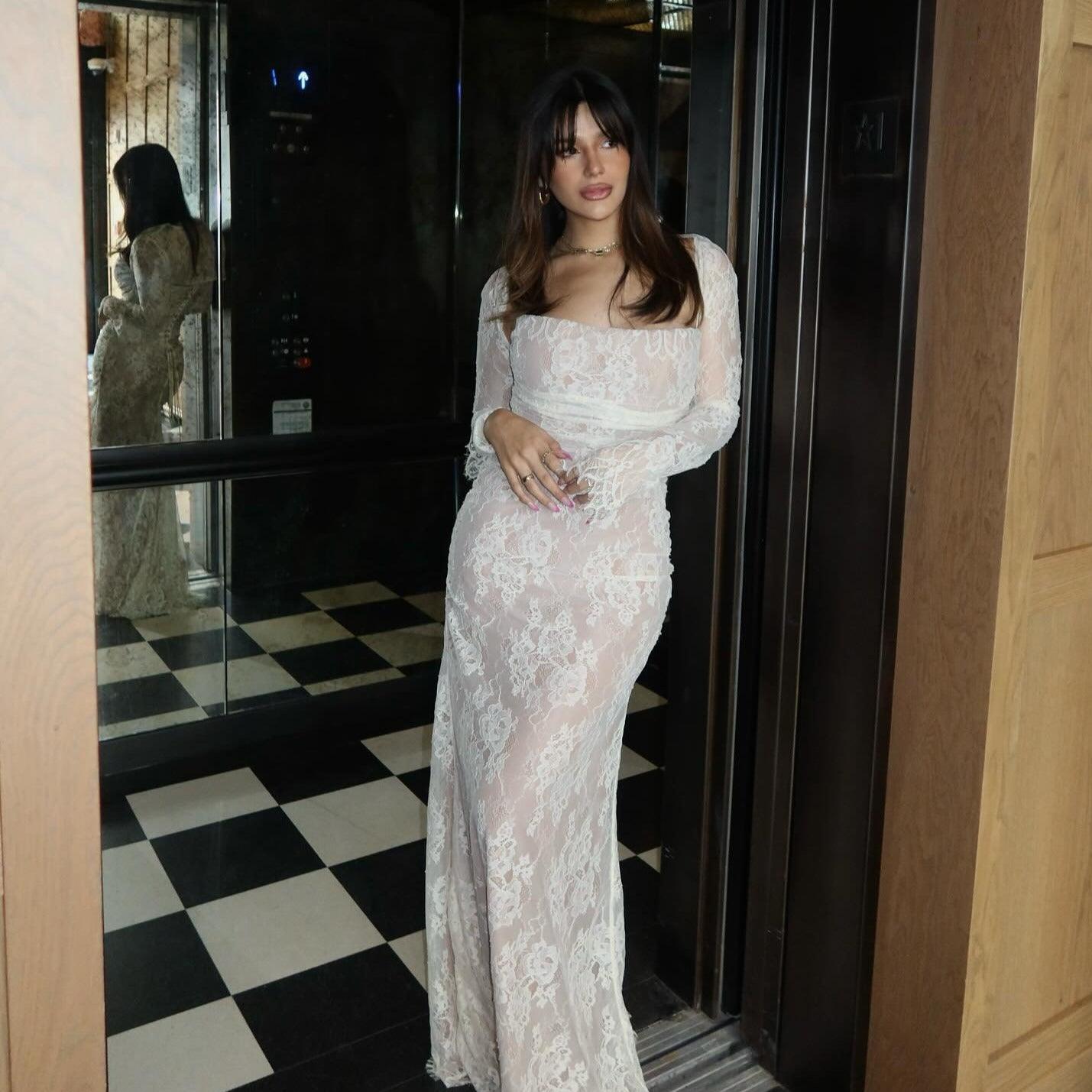 Between Two Worlds Vintage Lace Maxi Dress - Ivory / XS - Mermaid Way