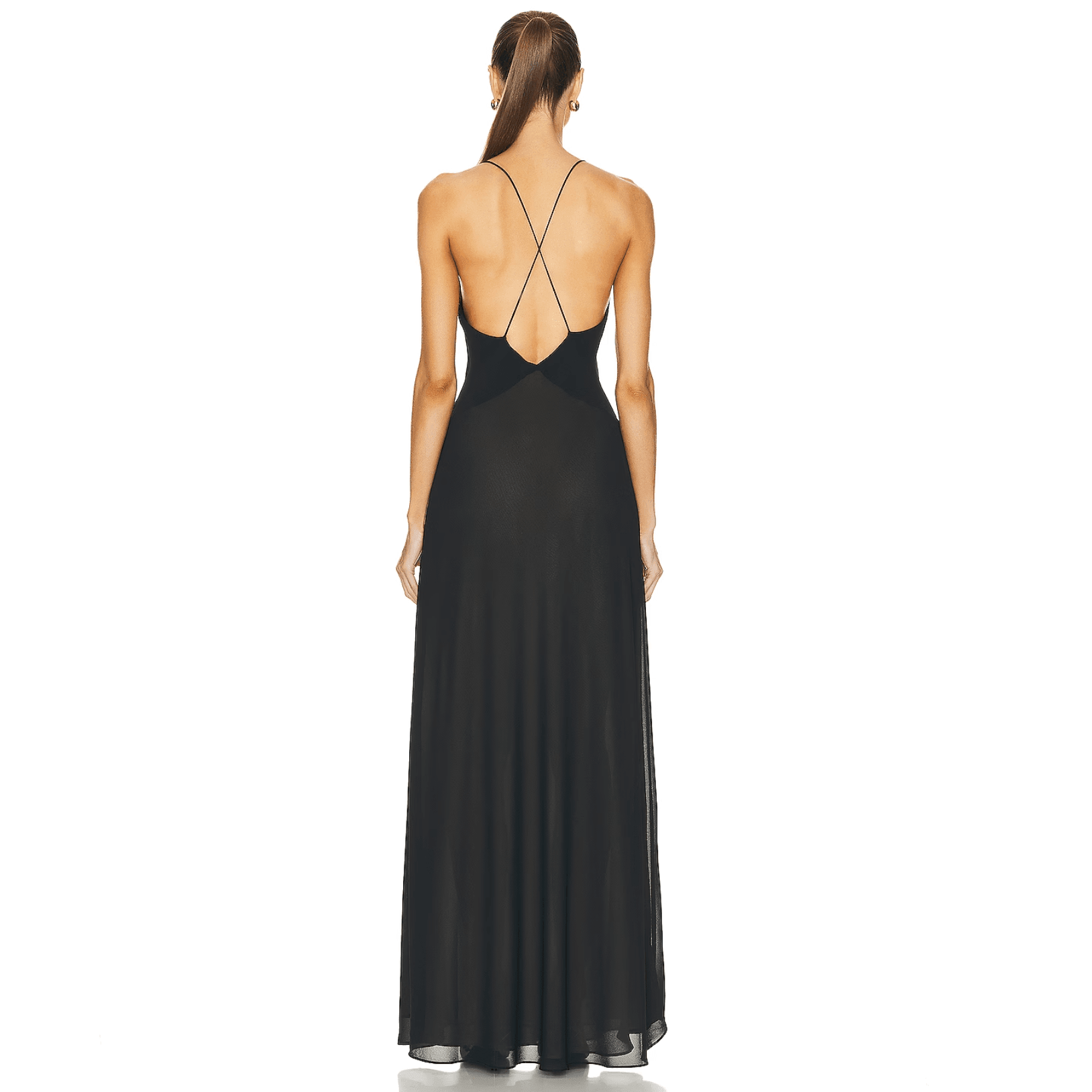 Deep V-Neck Backless Maxi Evening Dress - Diva Melody Black / L Deep V-Neck Backless Maxi Evening Dress - Diva Melody Black / L