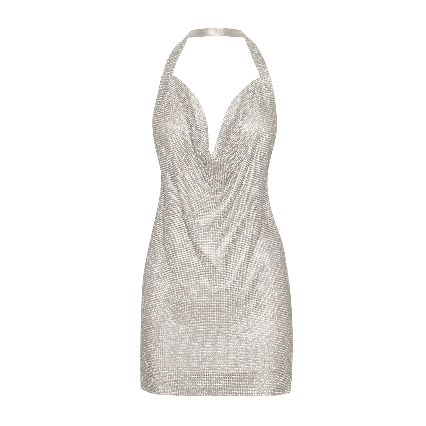 Body Talk Diamond Mesh Mini Dress - Silver / S - Mermaid Way