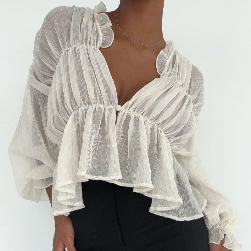 Sweet Fantasy Long Sleeve Semi-Sheer Top