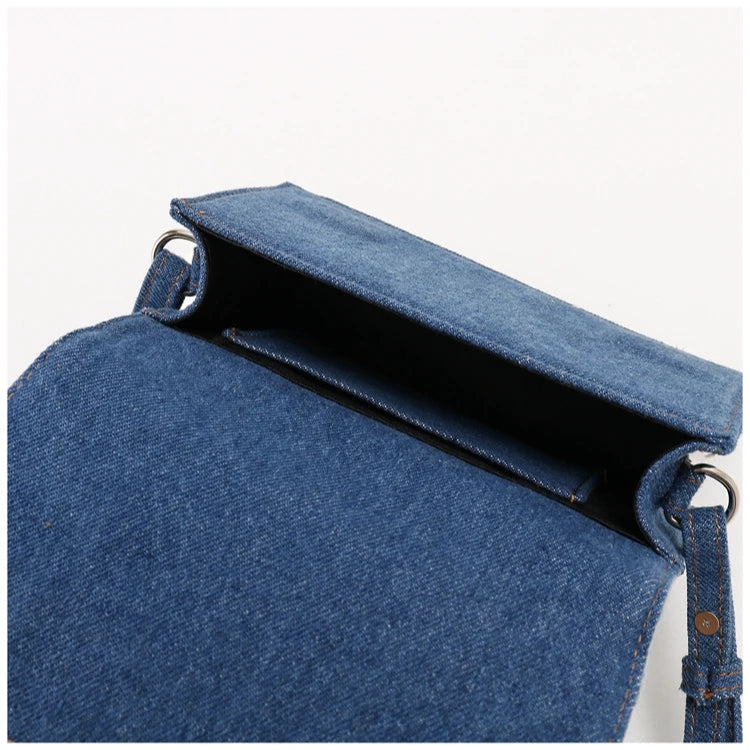 Cassen Denim Asymmetric Handbag with Shoulder Strap - Denim - Mermaid Way