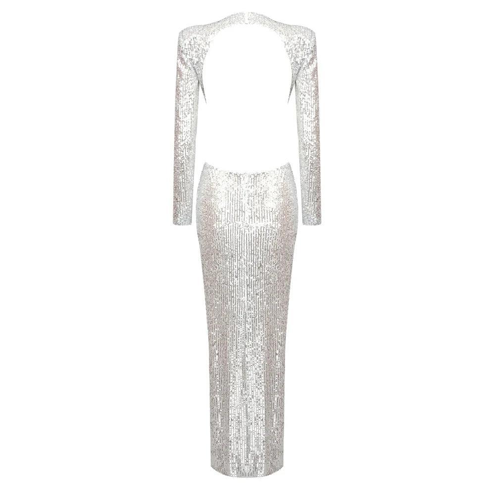 Cest la Vie Sequined Maxi Dress - Silver / XS - Mermaid Way