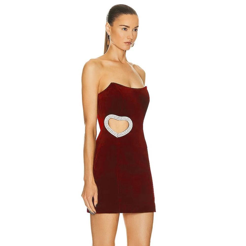 Cherry Kiss Strapless Diamond Heart Mini Dress - Red Red / S Cherry Kiss Strapless Diamond Heart Mini Dress - Red Red / S