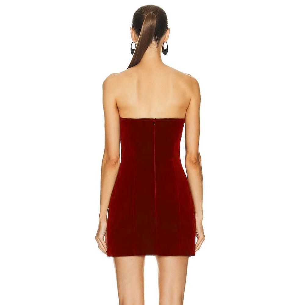 Cherry Kiss Strapless Diamond Heart Mini Dress - Red Red / S Cherry Kiss Strapless Diamond Heart Mini Dress - Red Red / S