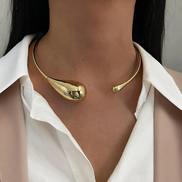 Gold-tone abstract collar necklace, statement accessory piece