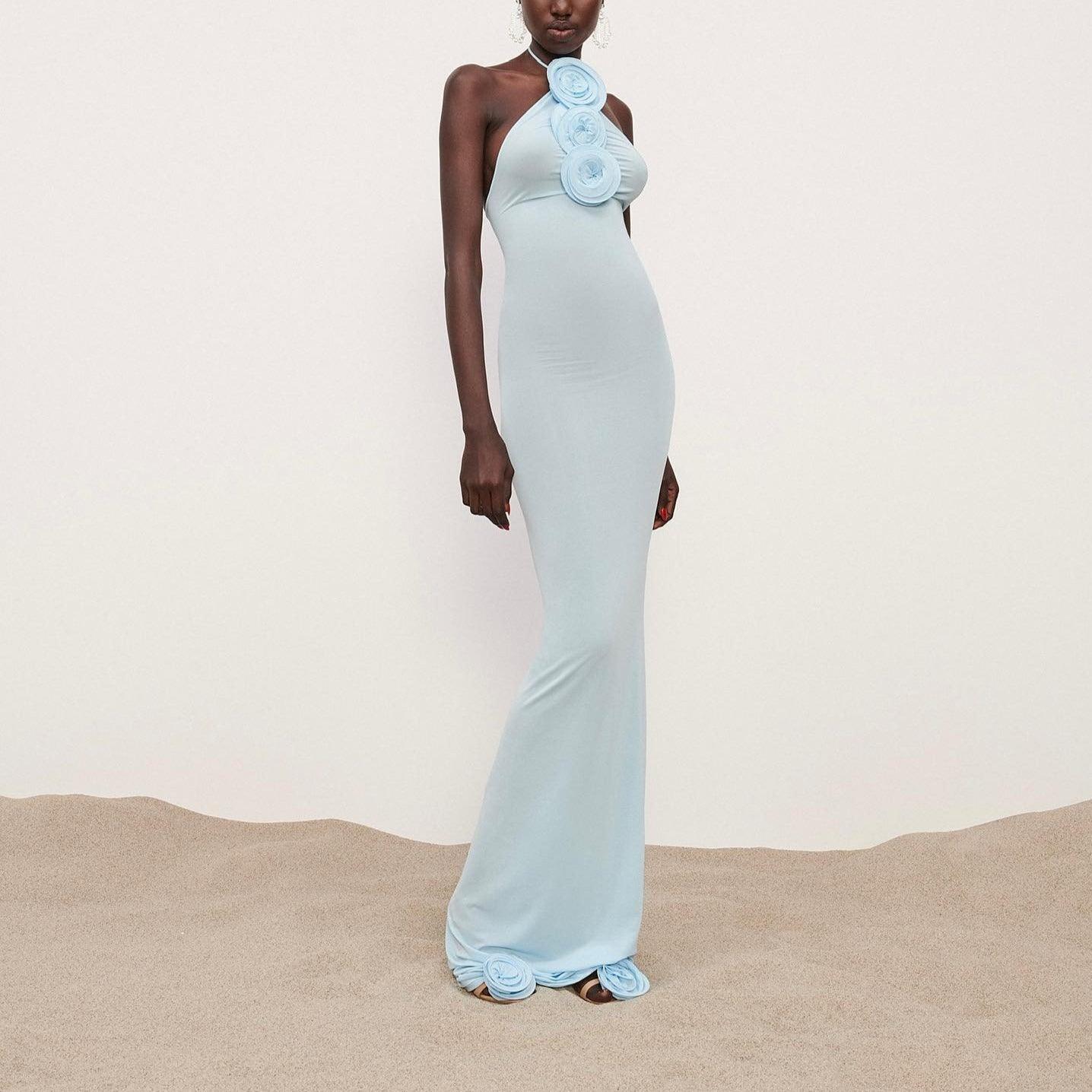 Color Me Blue Mesh Maxi Dress - Sheer, Elegant, Floor-Length Light Blue / L Color Me Blue Mesh Maxi Dress - Sheer, Elegant, Floor-Length Light Blue / L