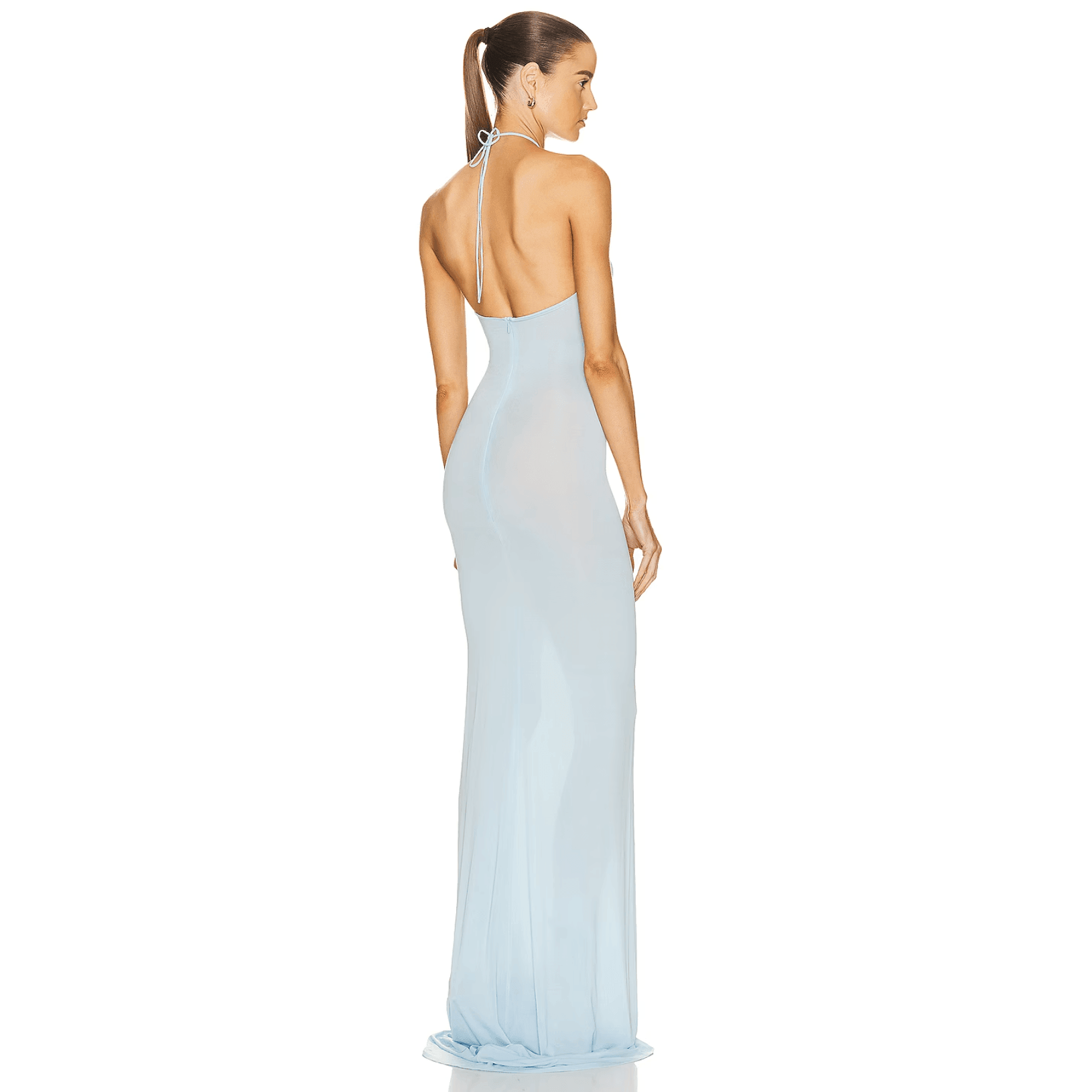 Color Me Blue Mesh Maxi Dress - Sheer, Elegant, Floor-Length Light Blue / L Color Me Blue Mesh Maxi Dress - Sheer, Elegant, Floor-Length Light Blue / L