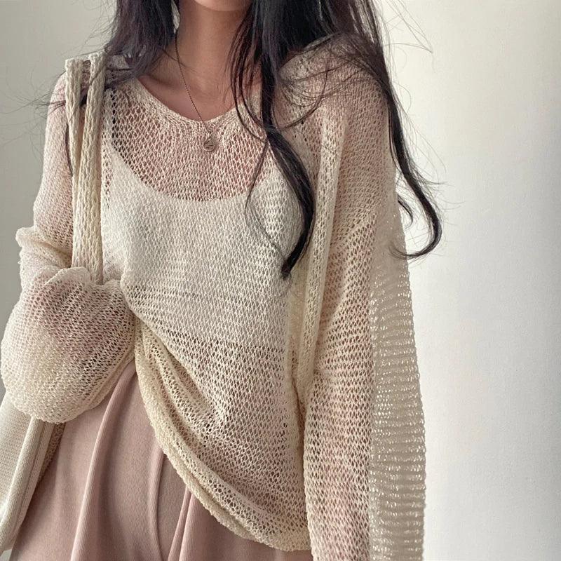 Cozy Hugs Loose Fit Knitted Top - Champagne / S - Mermaid Way