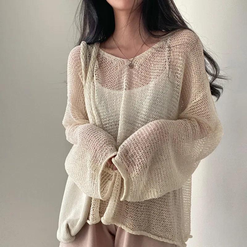 Cozy Hugs Loose Fit Knitted Top - Champagne / S - Mermaid Way