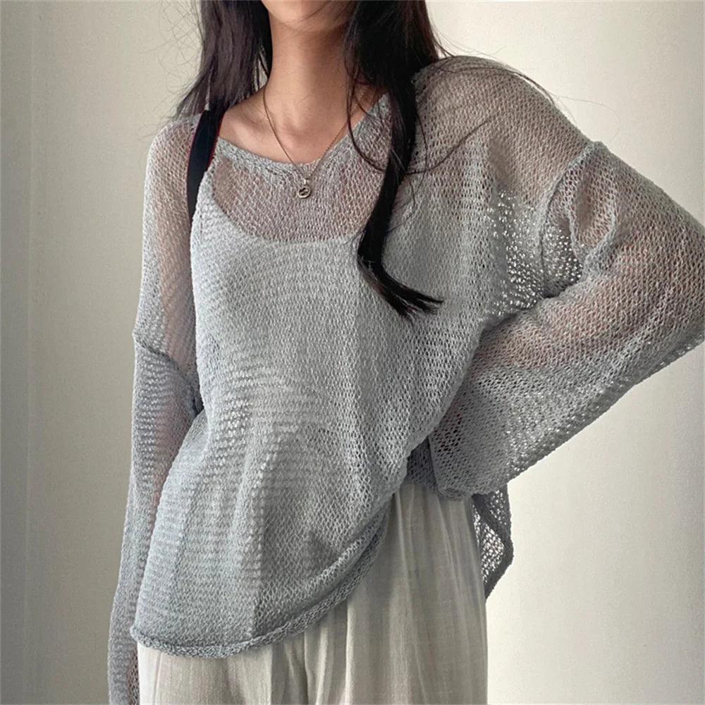 Cozy Hugs Loose Fit Knitted Top - Gray / S - Mermaid Way