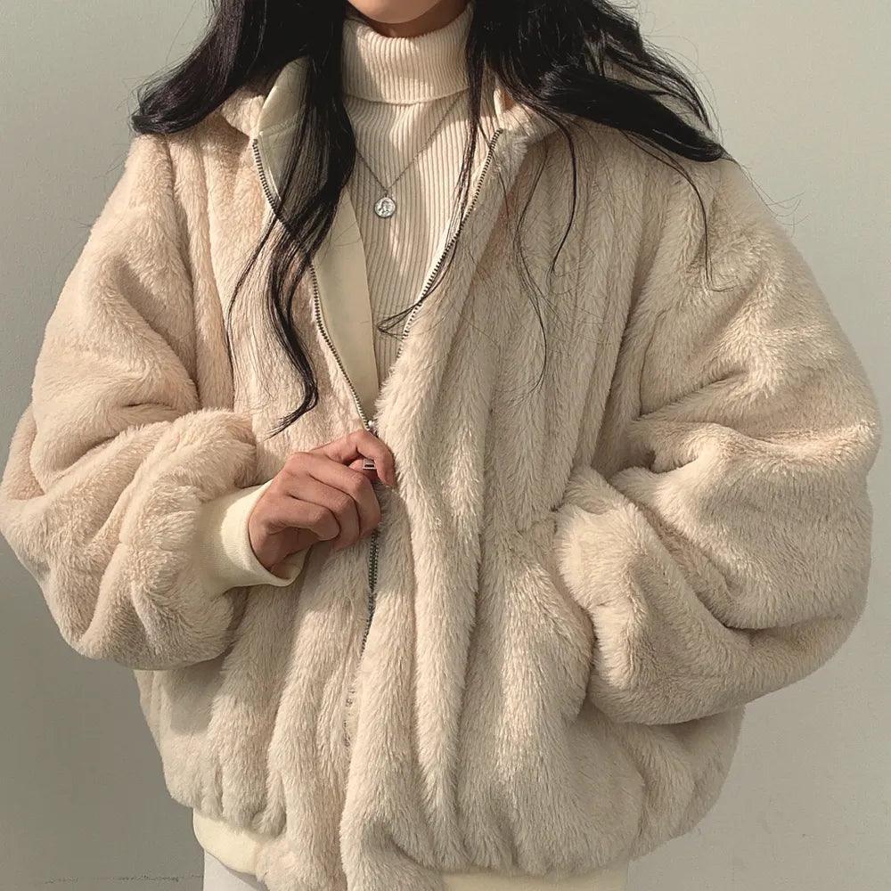 Cozy Impression Oversized Double Sided Jacket - Beige / S - Mermaid Way