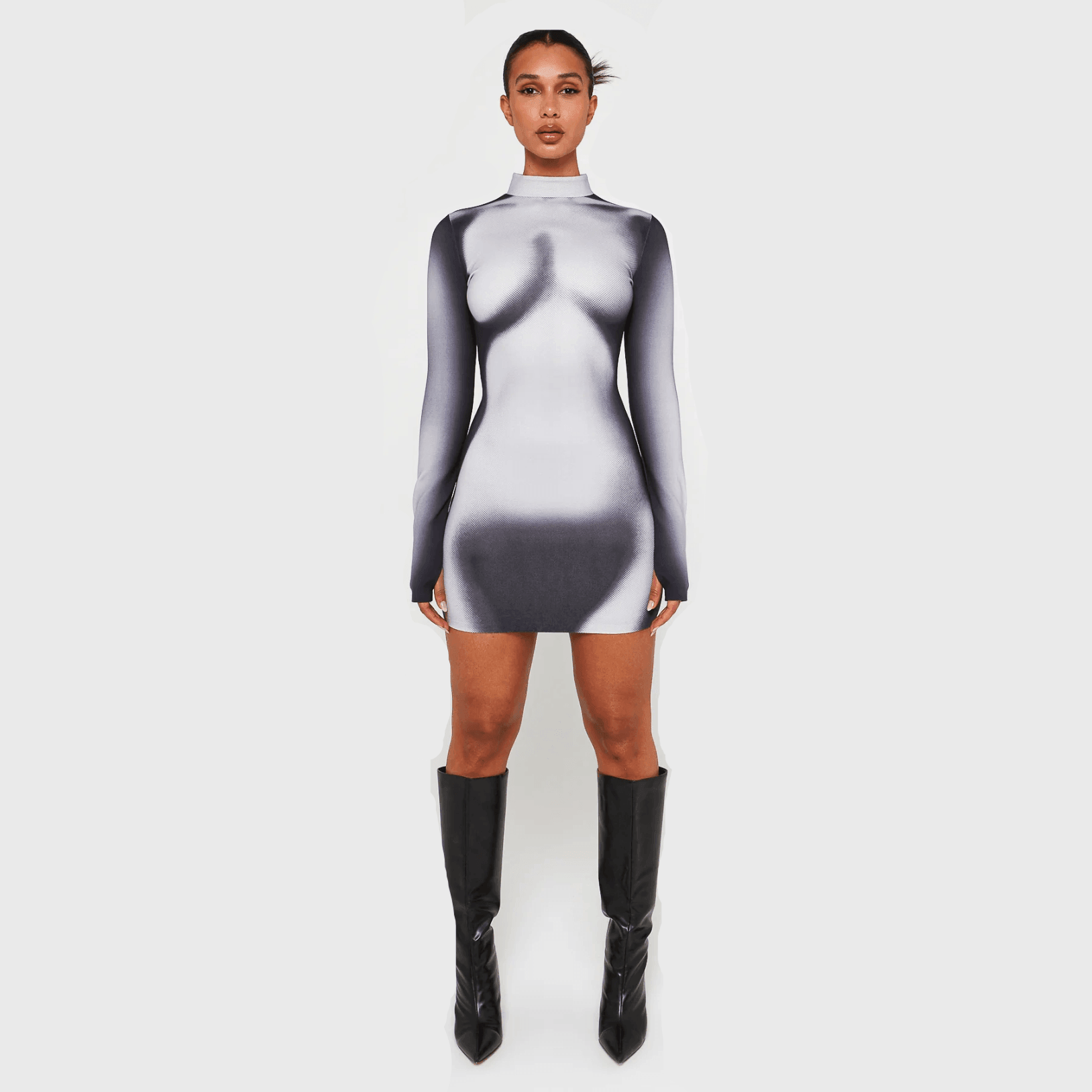 Crazy Girl Body Printed Mini Dress - Black & White Graphic Style Crazy Girl Body Printed Mini Dress - Black & White Graphic Style