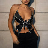 Butterfly Effect Satin Crystal Crop Top