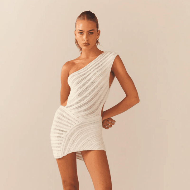 dante mini dress Dante Knit One Shoulder Mini Dress ‍ ️Mermaid Way, M