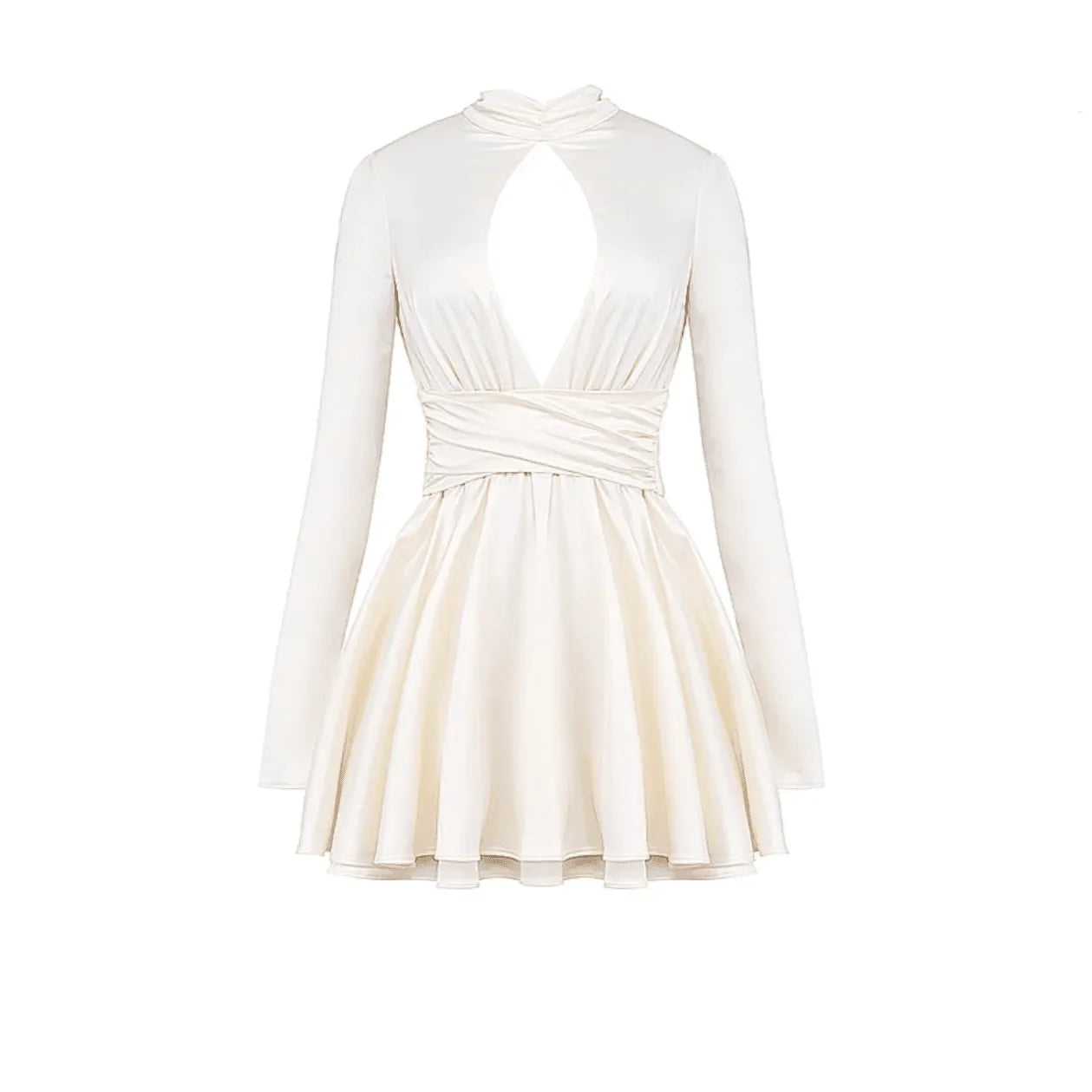Date In Paris Satin Bow Mini Dress - Elegant Ivory Style Date In Paris Satin Bow Mini Dress - Elegant Ivory Style