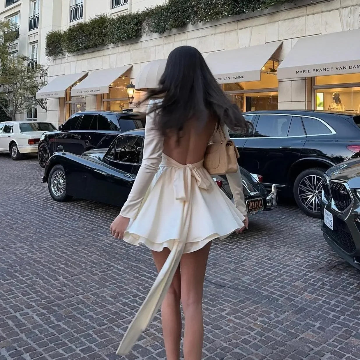 Date In Paris Satin Bow Mini Dress Date In Paris Satin Bow Mini Dress