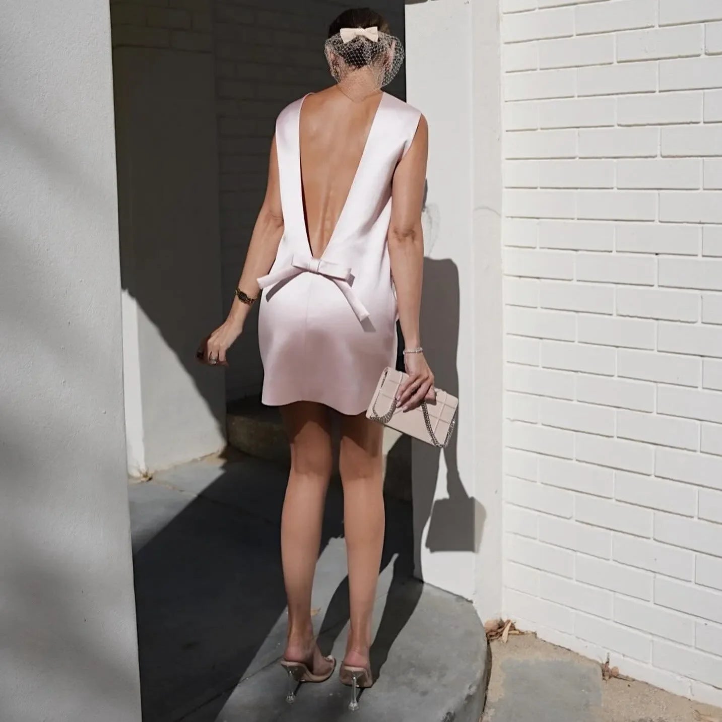Day Dreamer Bow Backless Satin Mini Dress Mermaid Way, M Day Dreamer Bow Backless Satin Mini Dress Mermaid Way, M