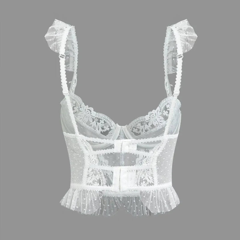 Dear Emilia Ruffle Trim Lace Cami Top - Soft & Feminine