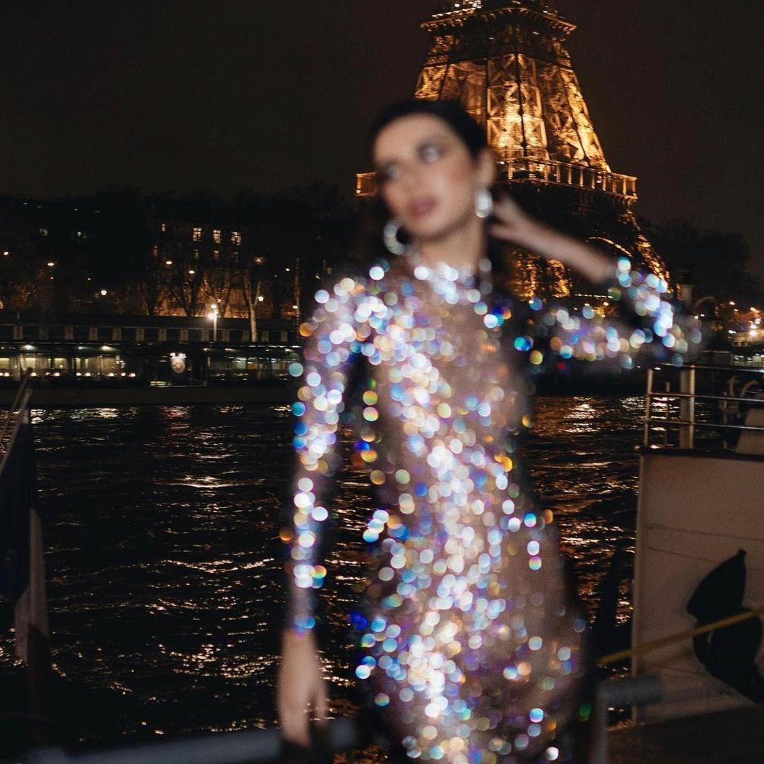 Diamond Dusk Rhinestone Maxi Dress - Beige / XS - Mermaid Way