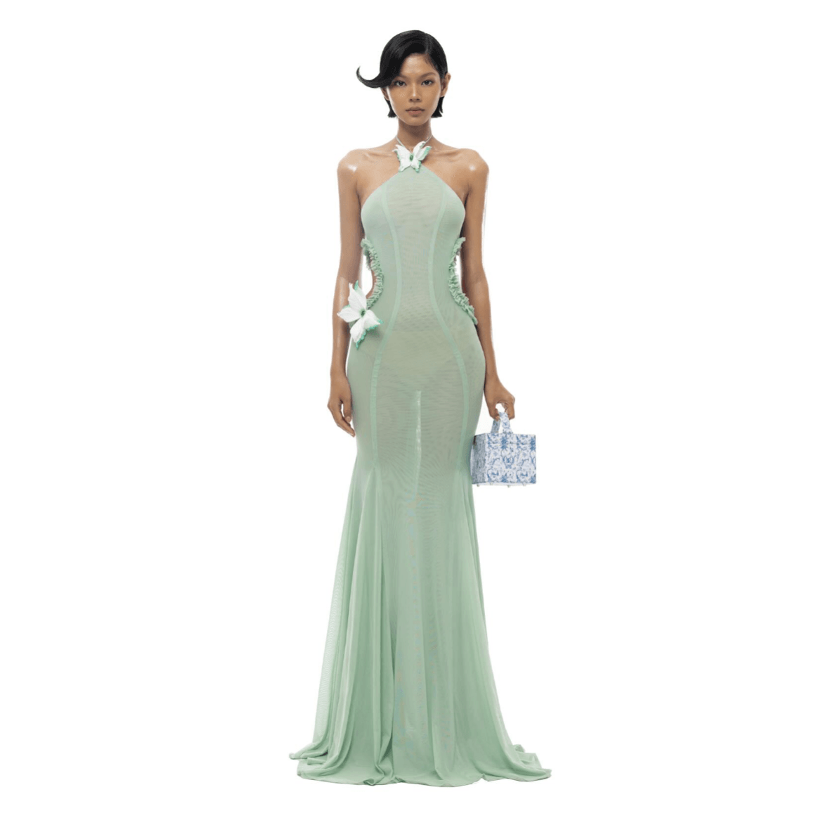 Butterfly Halter Light Green Maxi Dress - Mermaid Way Butterfly Halter Light Green Maxi Dress - Mermaid Way